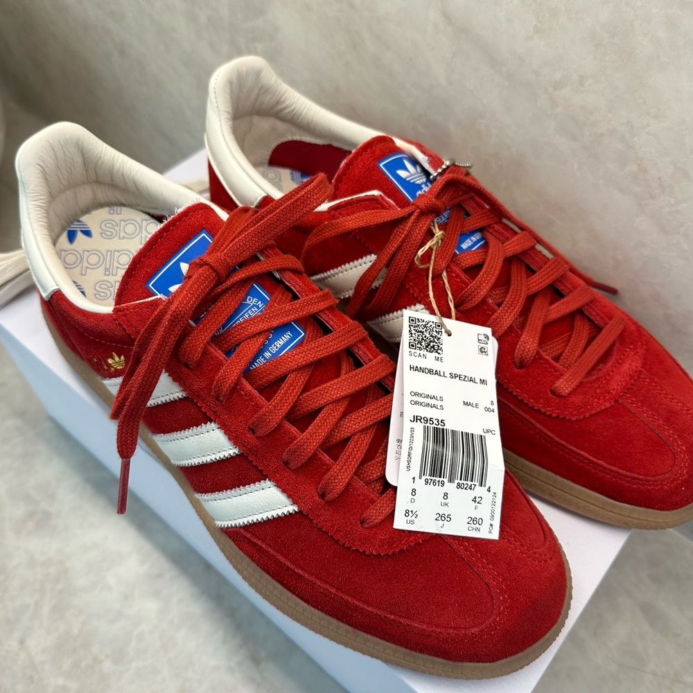 Adidas Red/Off White Handball Spezial Sneakers 8.5 JR9535 Germany